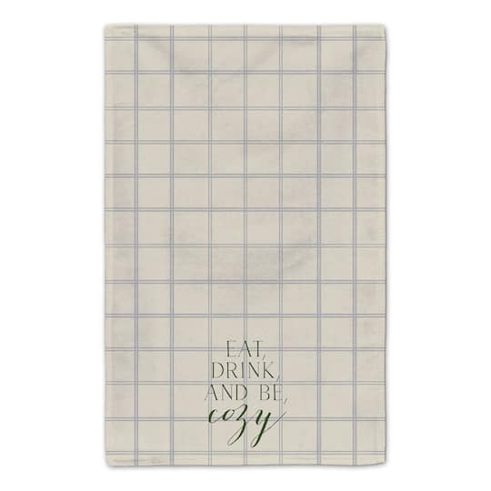 Be Cozy Gray and Cream Check Tea Towel - Set of 2
